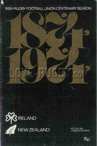 1974 Ireland v New Zealand  Rugby Programme